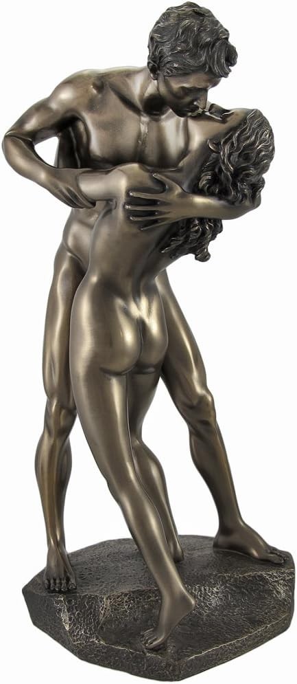 Bronzed Nude Lovers in a Passionate Embrace Sharing a Kiss Statue Veronese Desig Bronzed Nude Lovers in a Passionate Embrace Sharing a Kiss Statue Veronese Desig