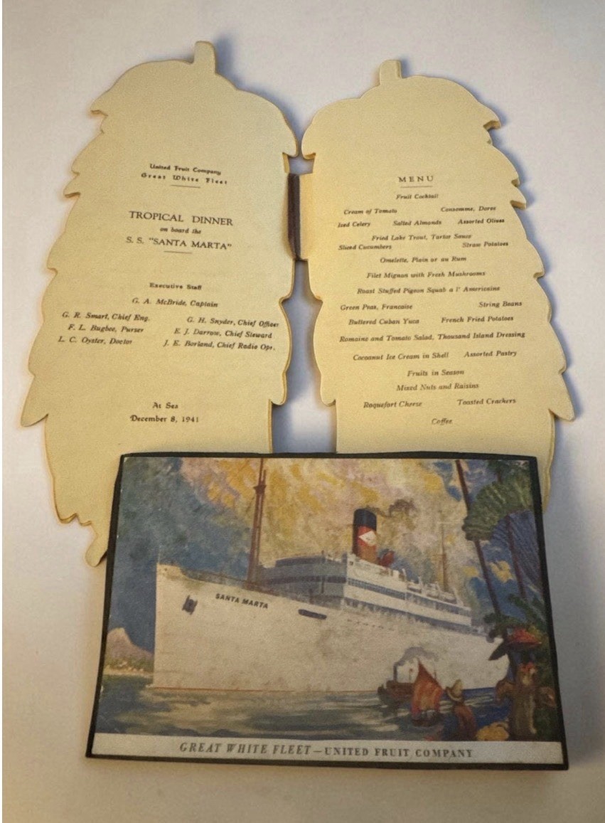 1949 United Fruit Company Great White Fleet TES Jamaica Die Cut Menu Bananas 10 1949 United Fruit Company Great White Fleet TES Jamaica Die Cut Menu Bananas 10