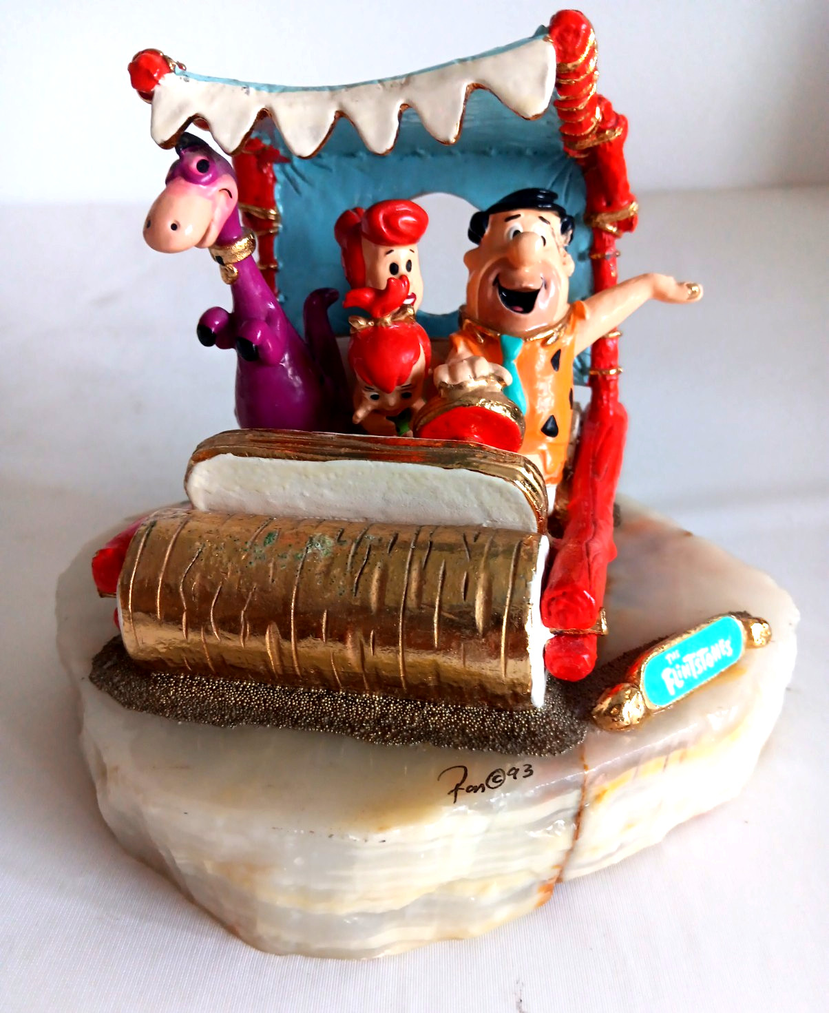 Ron Lee The Flintstones Fred Wilma Pebbles Sculpture 1993 Signed  #1077/2750