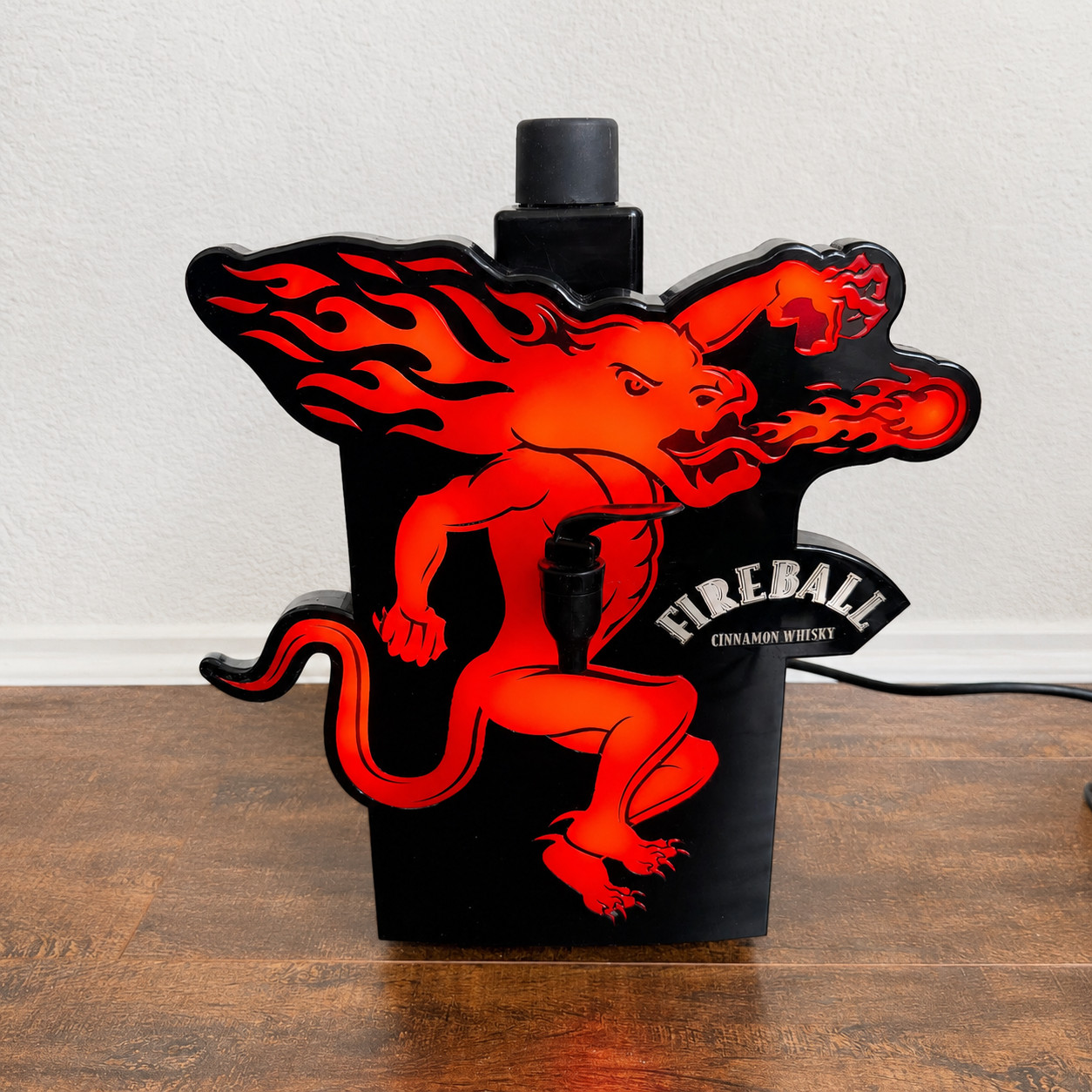 RARE PROMO Fireball Whisky LED Neon Bar Sign w/ SPOUT Lite Up Man Cave WORKS