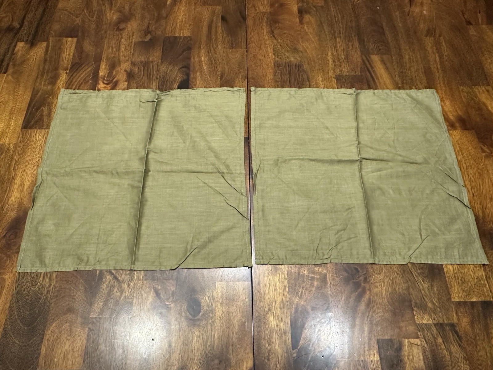 Vintage Korean War Era Military Issue Field Hankerchiefs Light Olive Drab