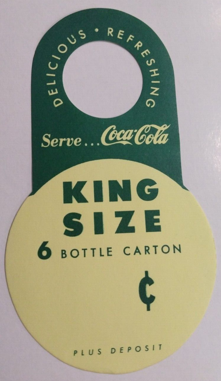 1960 Vintage Coca Cola 6 pack price tage/hang tags King Size/6 bottle carton NOS 1960 Vintage Coca Cola 6 pack price tage/hang tags King Size/6 bottle carton NOS