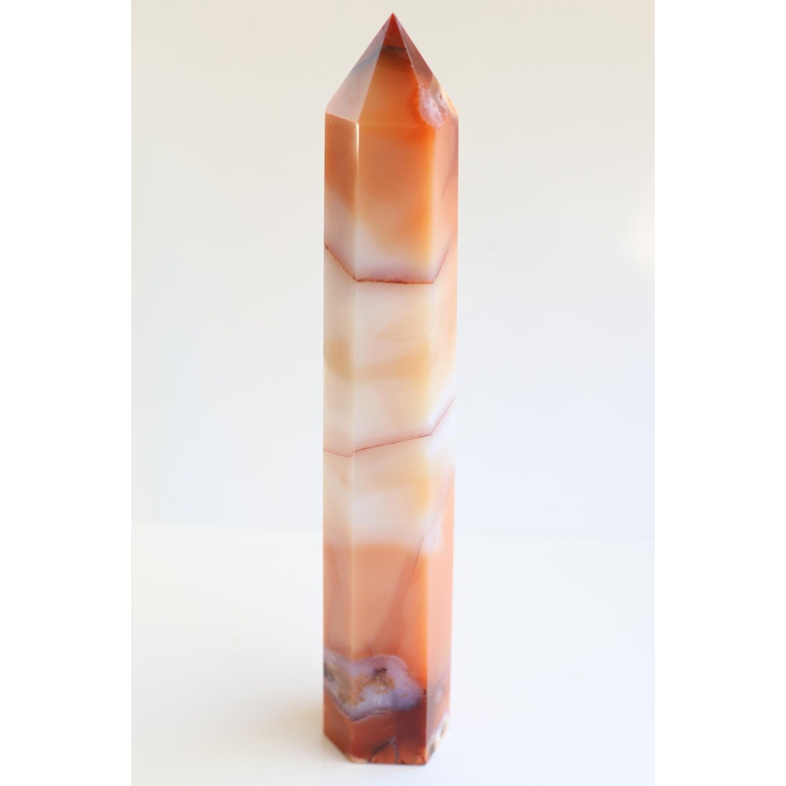 Carnelian Crystal Tower | Druzy Pocket Point | Banded Orange Gemstone