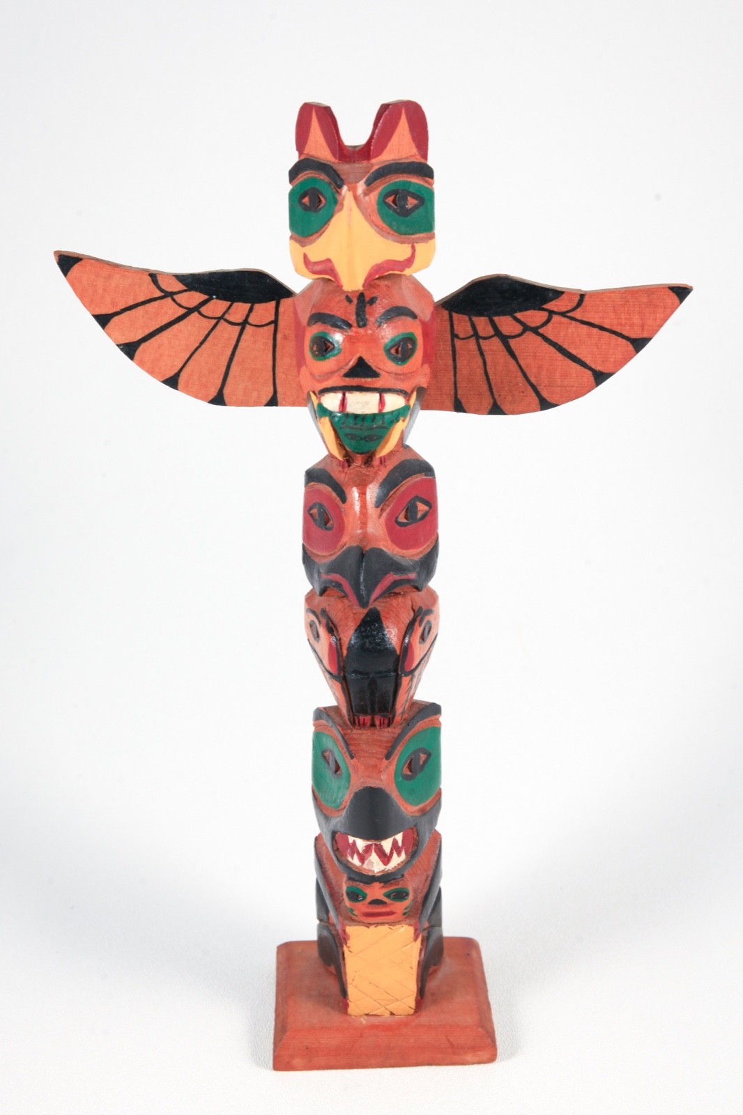 VTG Hand Carved Painted Wood Thunderbird Totem Pole Pacific NW First Nations 12
