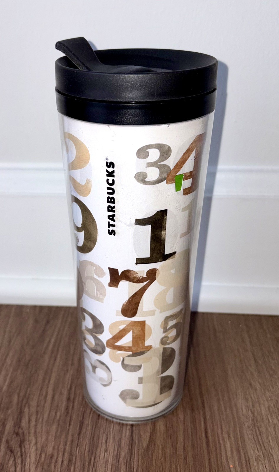 STARBUCKS Numbers Coffee Travel Tumbler 2011 16oz BPA Free Insulated 