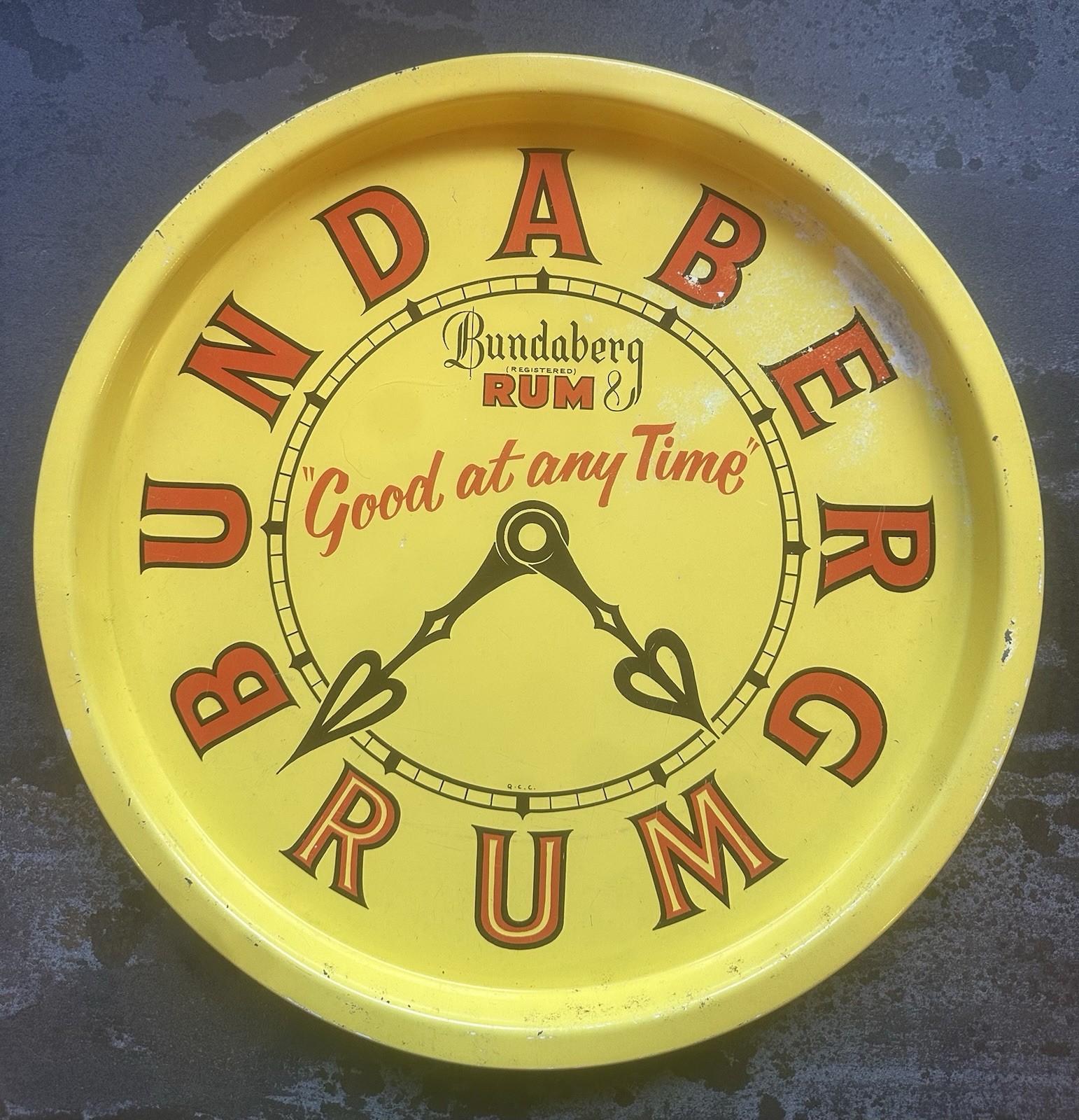 EARLY “GOOD AT ANY TIME” BUNDABERG AUSTRALIAN RUM DISTILLERY SERVING TRAY EARLY “GOOD AT ANY TIME” BUNDABERG AUSTRALIAN RUM DISTILLERY SERVING TRAY