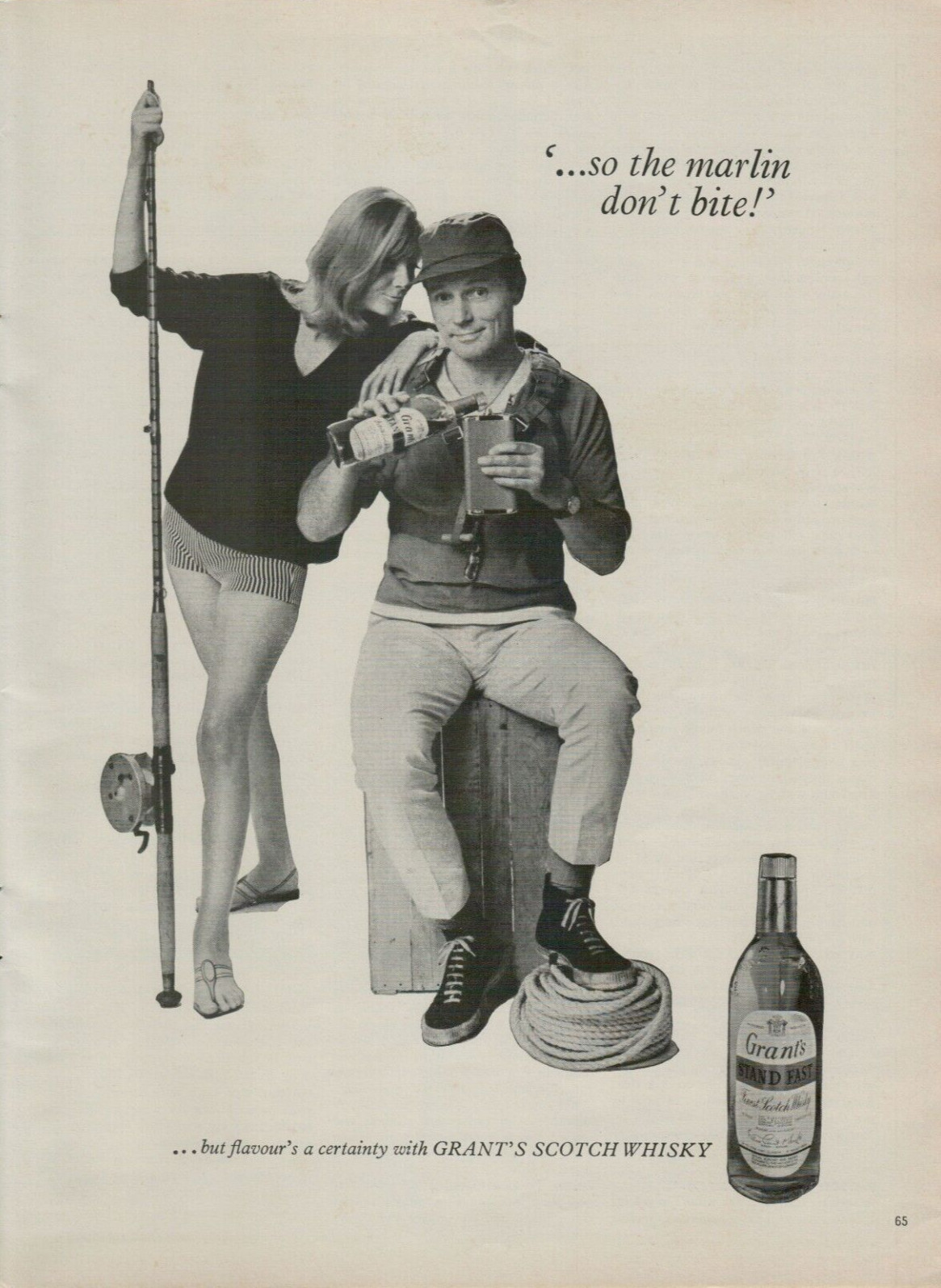 1966 Grant's Scotch Whisky Marlin Don't Bite Fishing Pole Model VINTAGE PRINT AD 1966 Grant's Scotch Whisky Marlin Don't Bite Fishing Pole Model VINTAGE PRINT AD