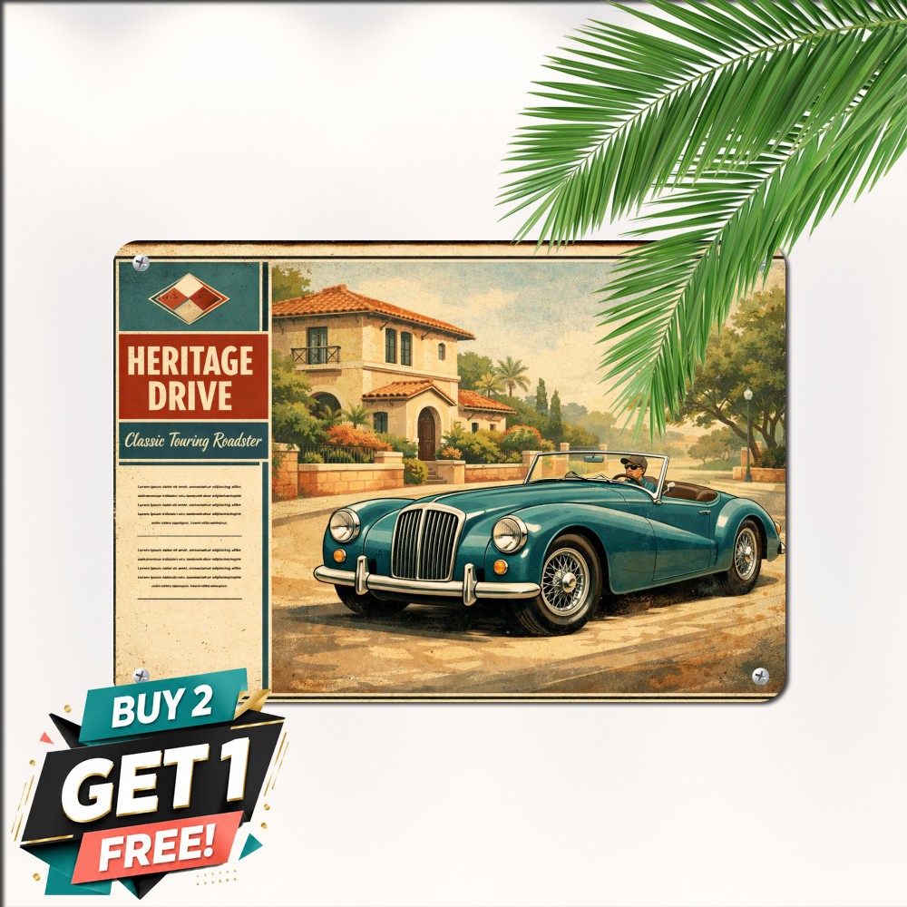 Vintage MG Car Metal Plaque Antique Garage Automotive Wall Sign 8x12