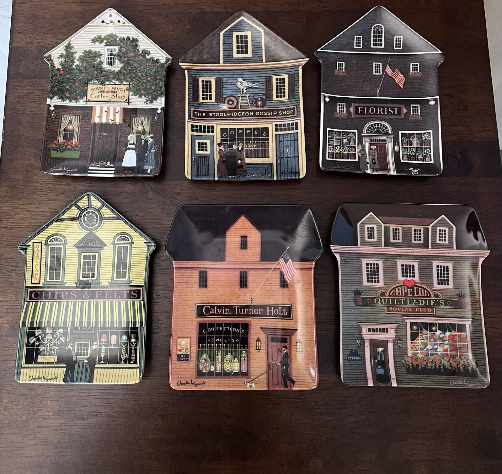  Vintage Set Of 6 Charles Wysocki Folktown Collector Plates Bradford Exchange