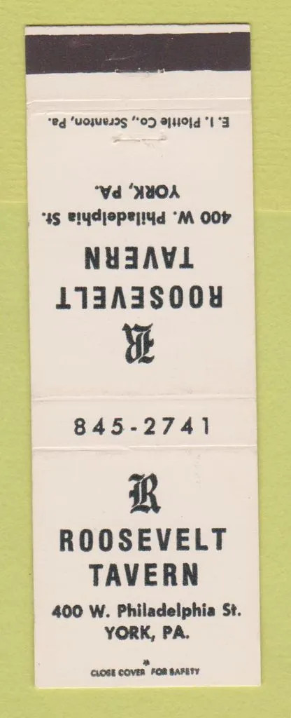 Matchbook Cover - Roosevelt Tavern York PA