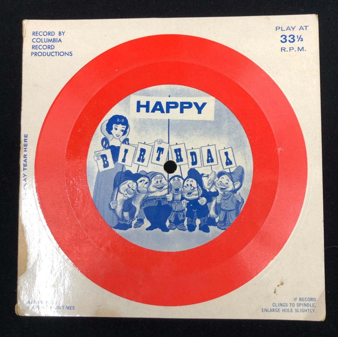 Vtg 1964 Snow White Disneyland Happy Birthday 33 RPM Record American Telecard Vtg 1964 Snow White Disneyland Happy Birthday 33 RPM Record American Telecard