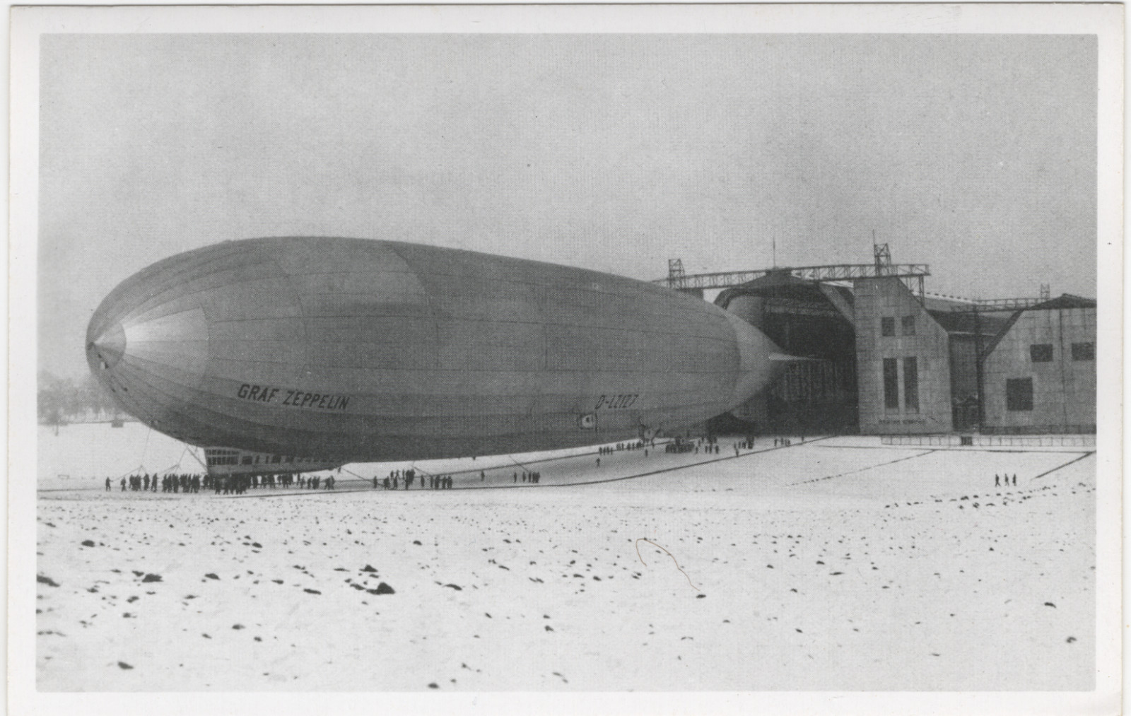 Vintage Graf Zeppelin LZ127 Airship Photo Postcard D-LZ127 Snow Covered Hangar Vintage Graf Zeppelin LZ127 Airship Photo Postcard D-LZ127 Snow Covered Hangar