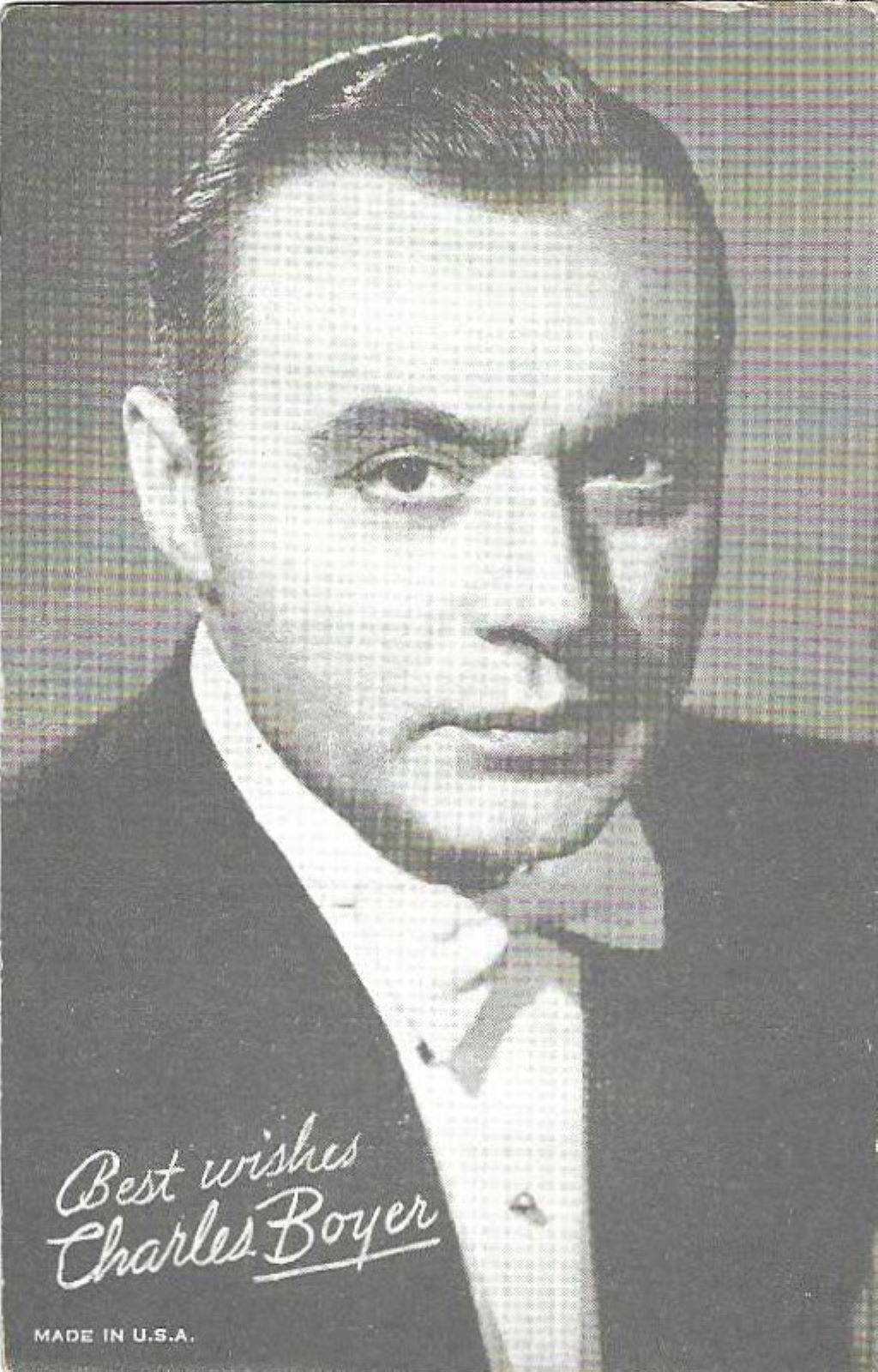EXHIBIT CO. ARCADE ACTOR CARD 1940\'s CHARLES BOYER RARE, POPULAR CARD EXHIBIT CO. ARCADE ACTOR CARD 1940\'s CHARLES BOYER RARE, POPULAR CARD
