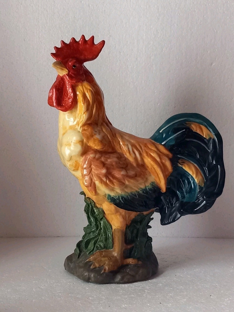 Farmhouse Decor, Beautiful Painted Ceramic Rooster 13\