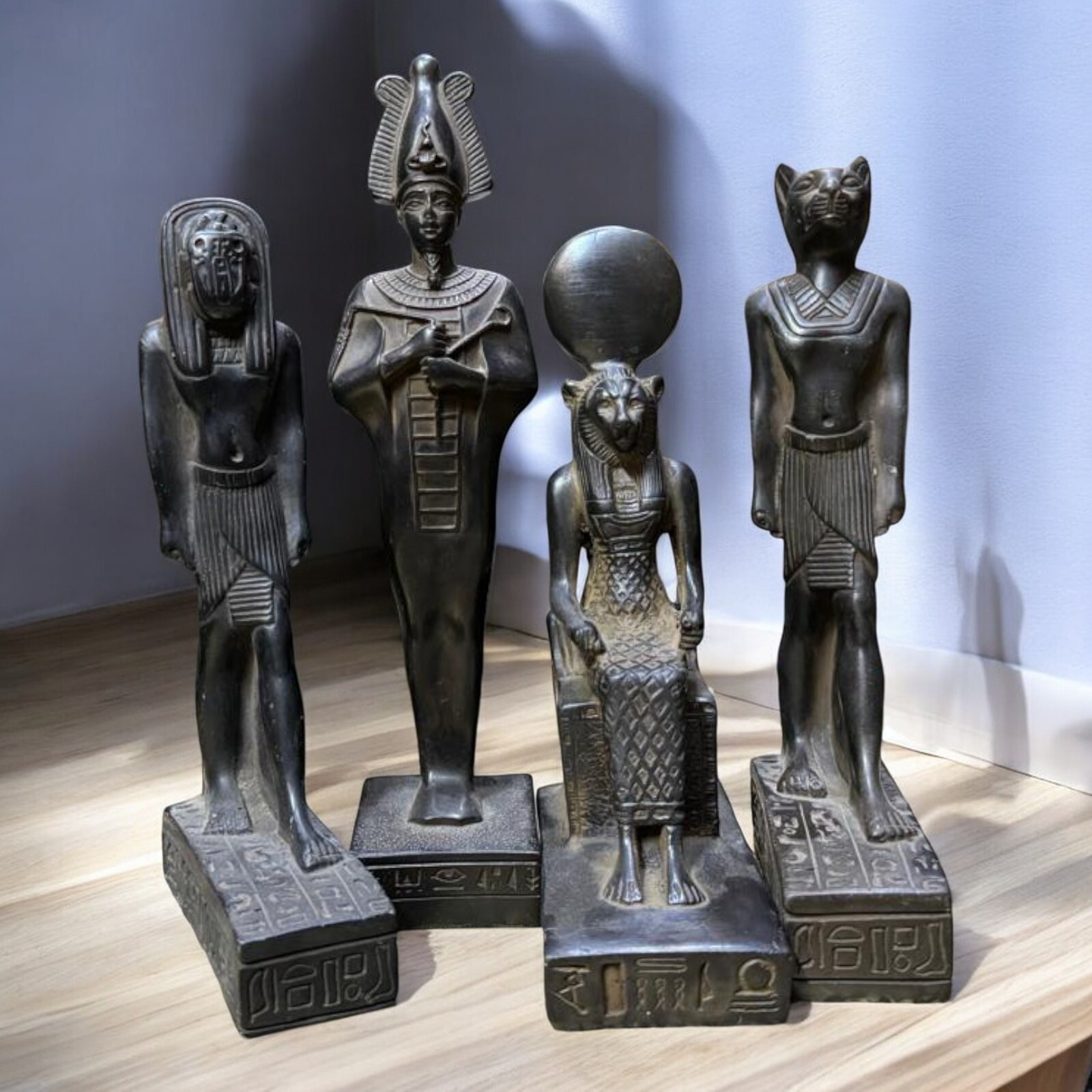 Ancient Egyptian Antiquities 4 Statues of the Gods of Ancient Egypt Mythology BC