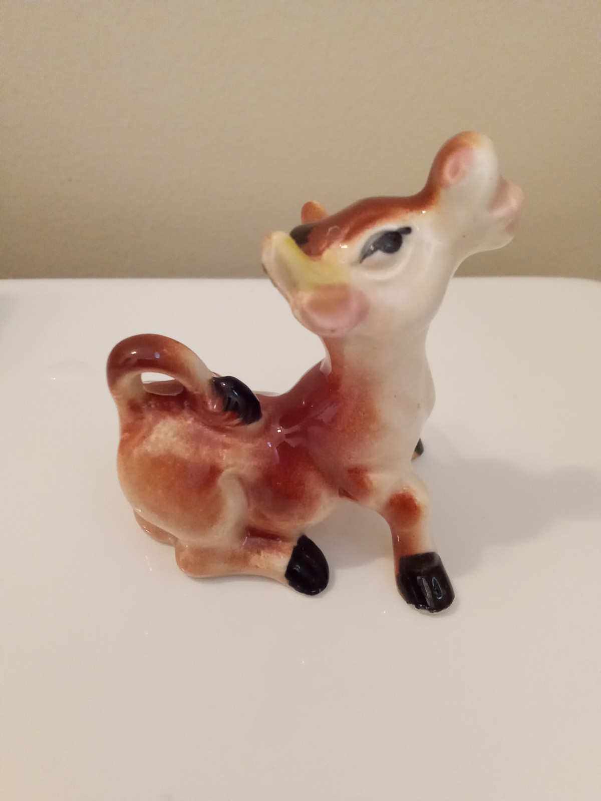 Vintage Brown COW Whimsical Figurine ceramic Japan Vintage Brown COW Whimsical Figurine ceramic Japan