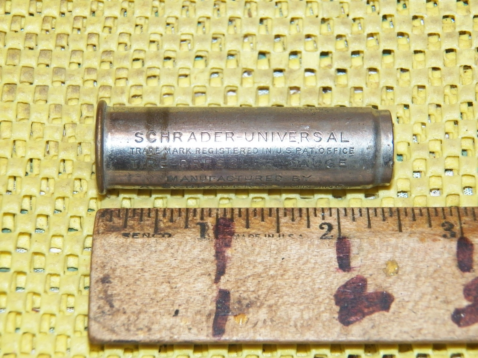 Vintage SCHRADER-UNIVERSAL Tire Pressure Gauge - A. SCHRADER\'S SON, Brooklyn, NY