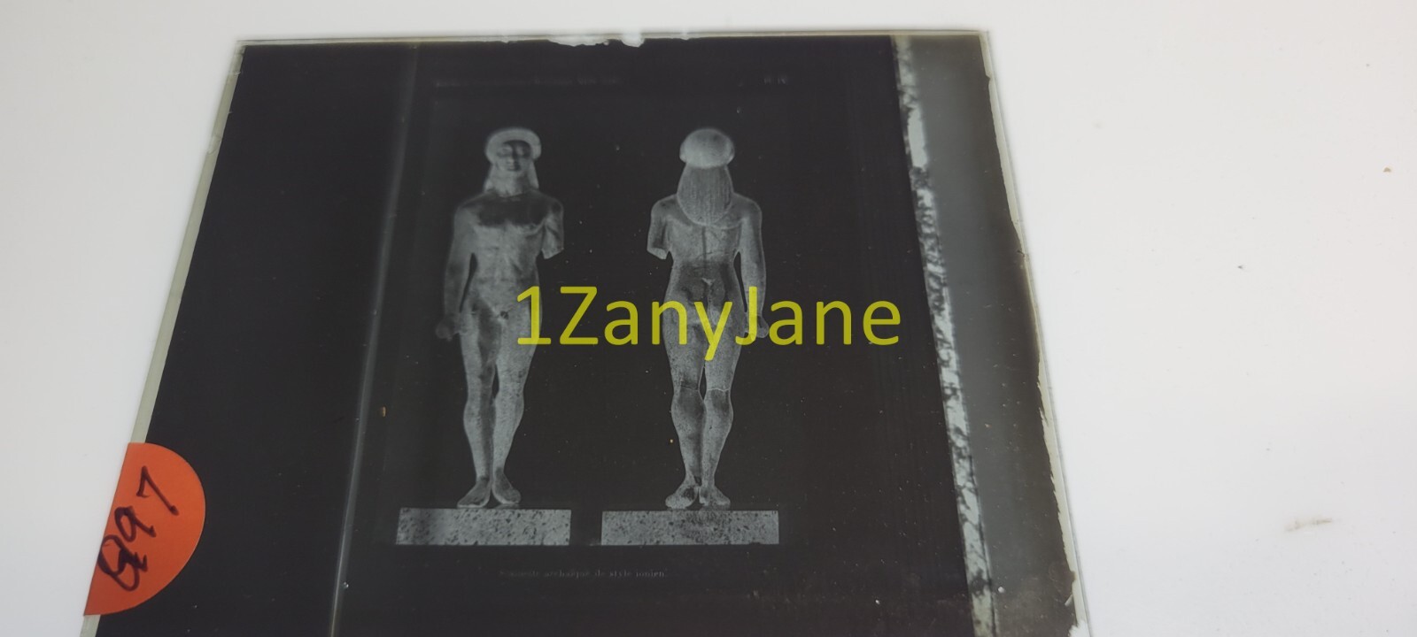 G97 GLASS Slide or Negative STATUE DISPLAYED FRONT AND BACK SIDE BY SIDE
