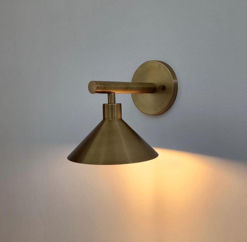 Handcrafted Cone Shade Light - Modern Brass Wall Sconce