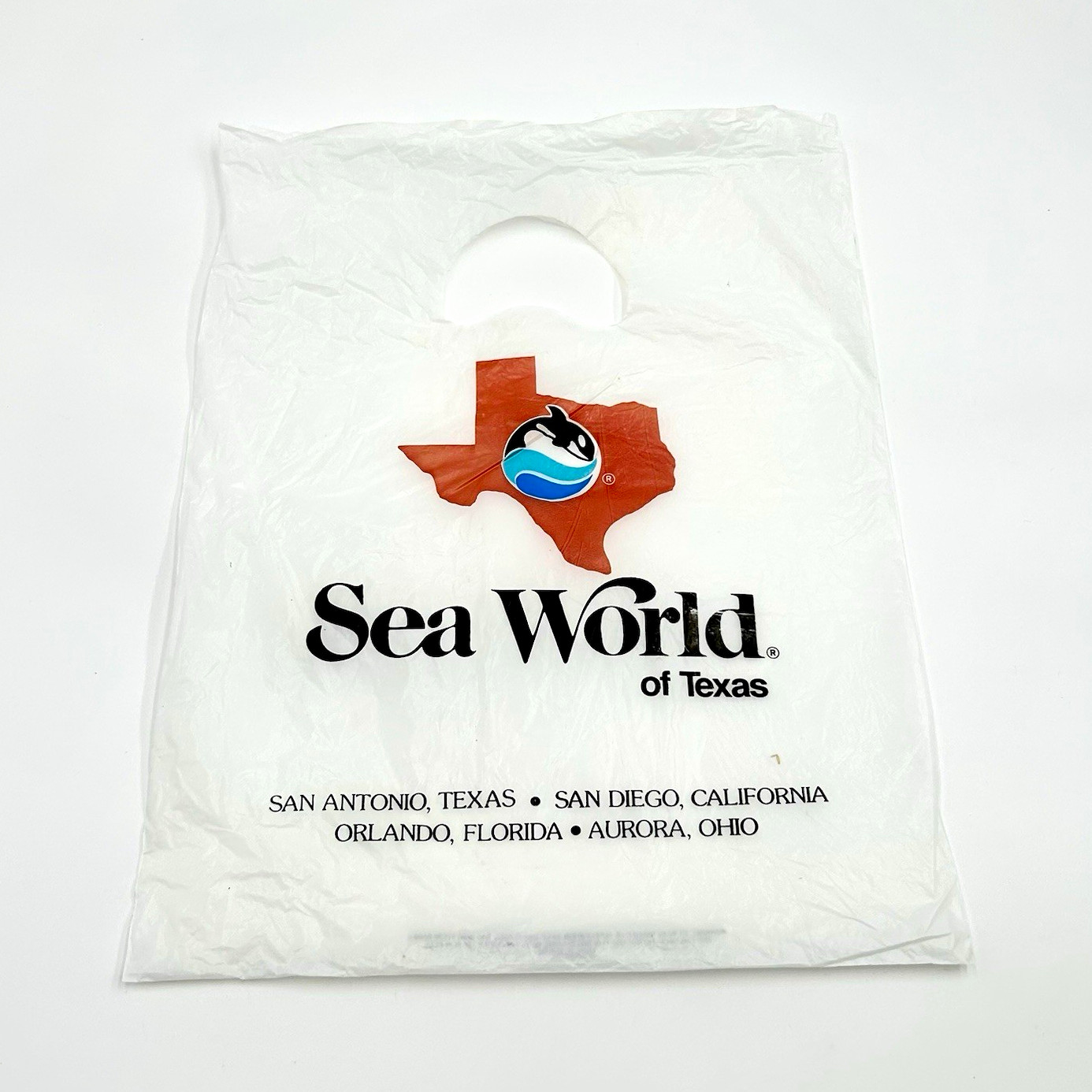 VTG 1990s Sea World of Texas Plastic Souvenir Bag San Antonio 