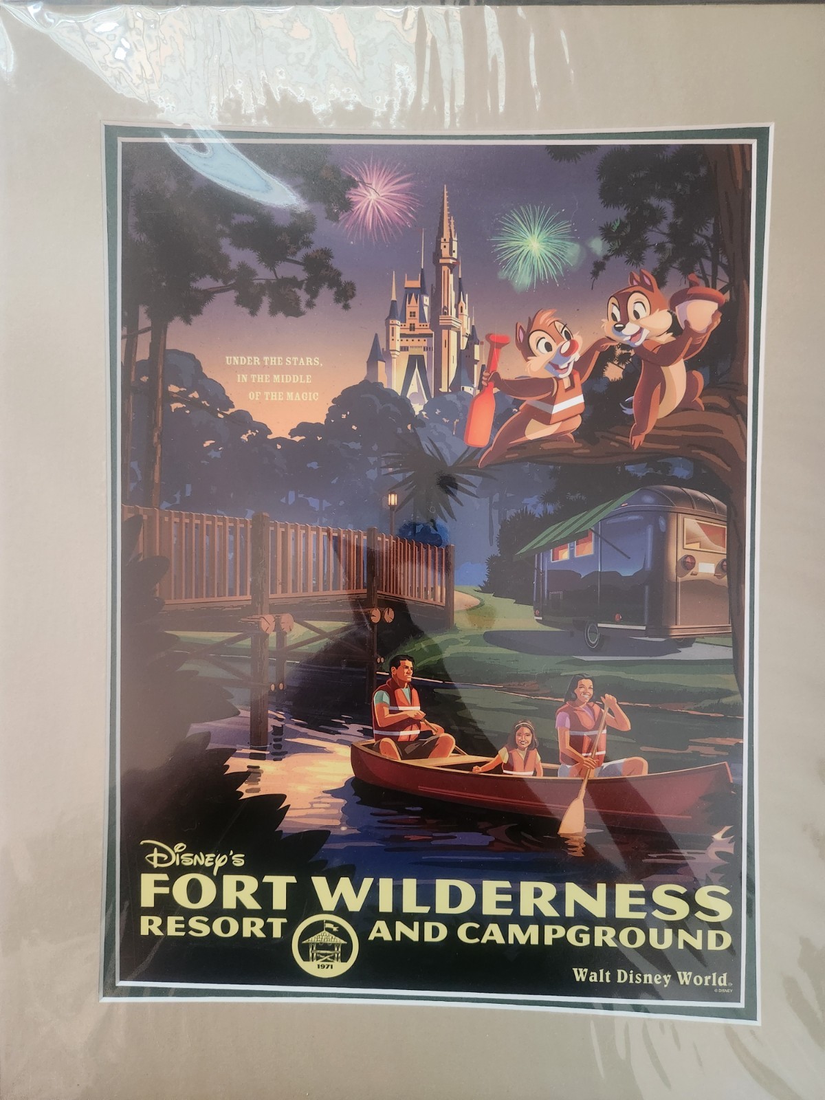 Disney Parks Fort Wilderness Resort Campgrounds Matted Print 14x18 Sealed New Disney Parks Fort Wilderness Resort Campgrounds Matted Print 14x18 Sealed New