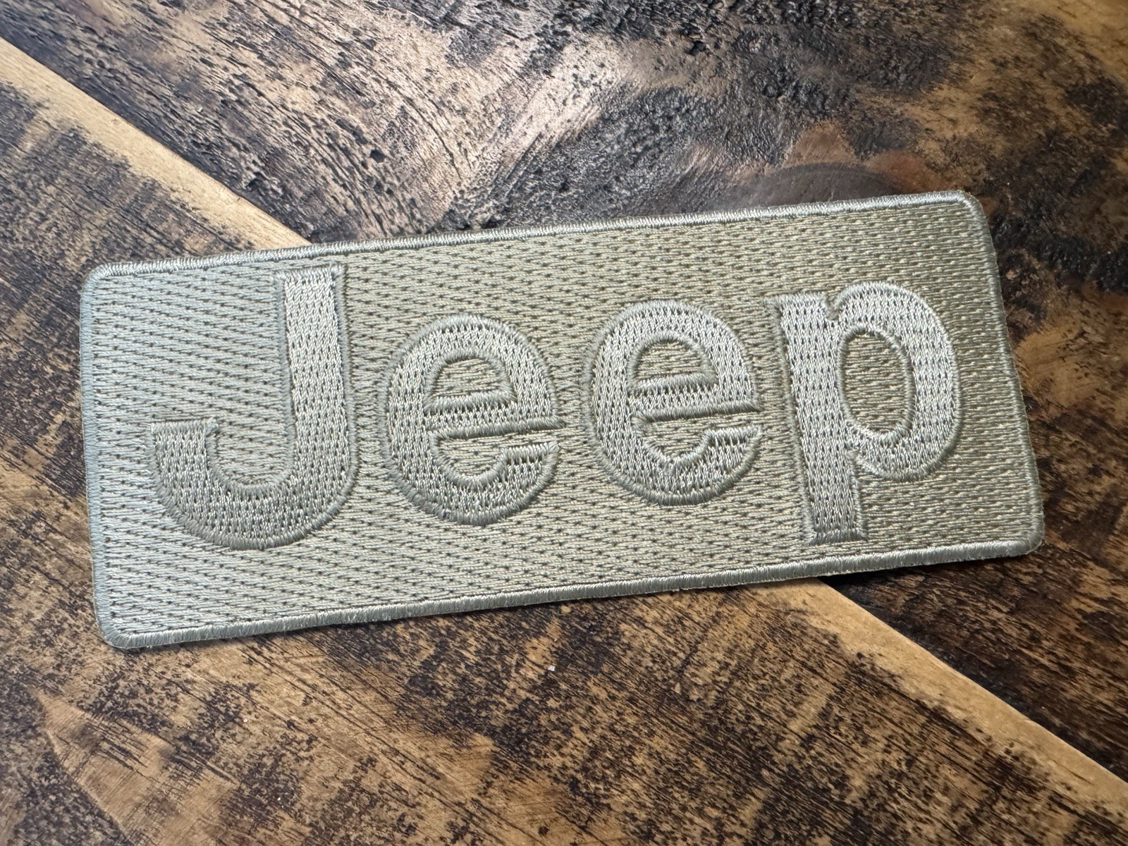 JEEP IRON ON PATCH NOS Nice Quality Dealer Promo Advertising Sample Gold Tan ?