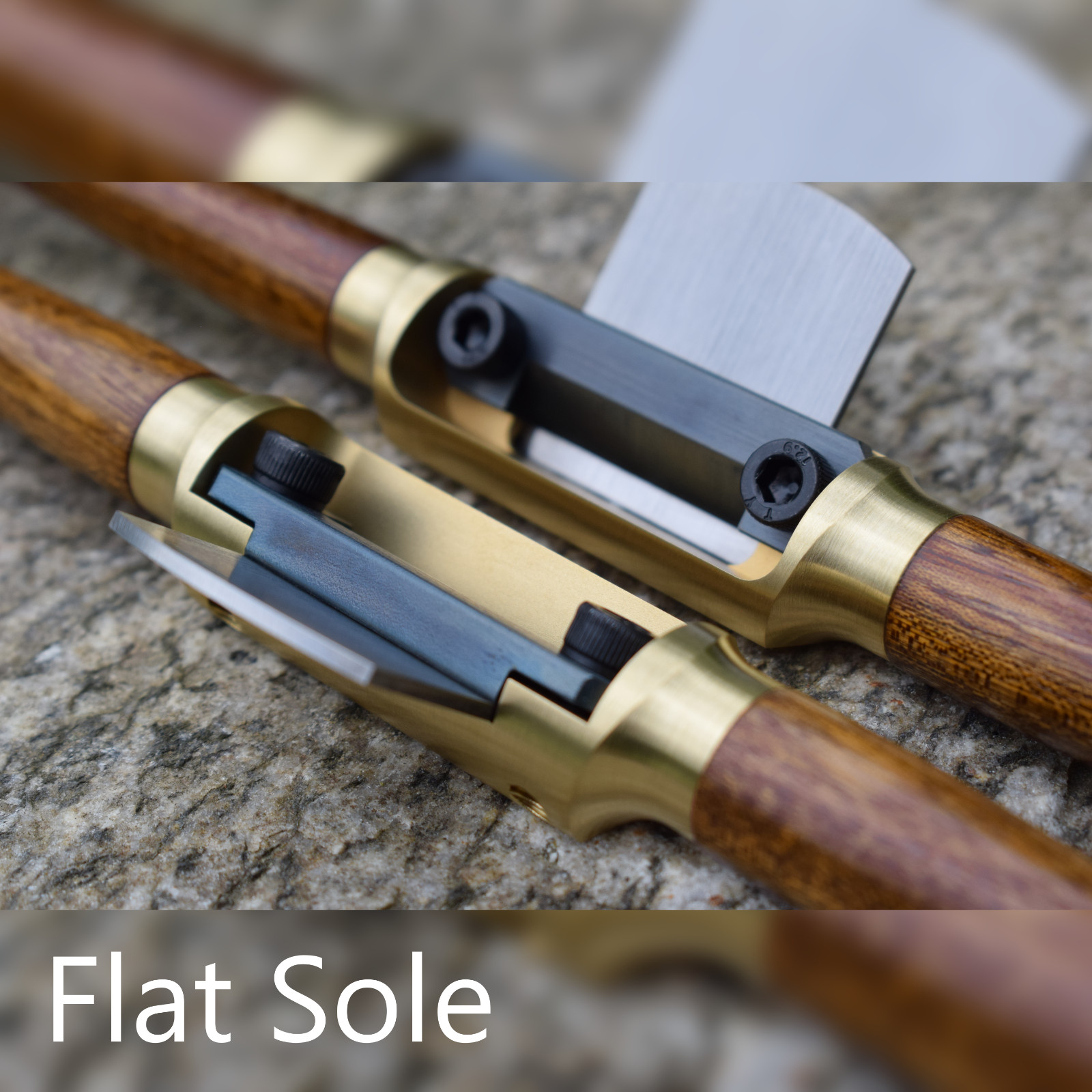 Handmade Brass Spokeshave - Flat Sole - O1 Tool Steel Blade - Sapele Handles
