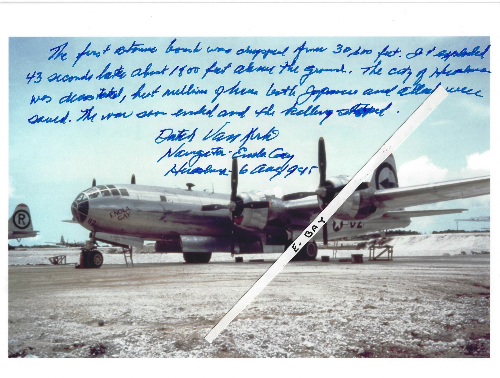 Enola Gay, Hiroshima, Navigator, Dutch Van Kirk, 509th Composite Group,WWII, B29