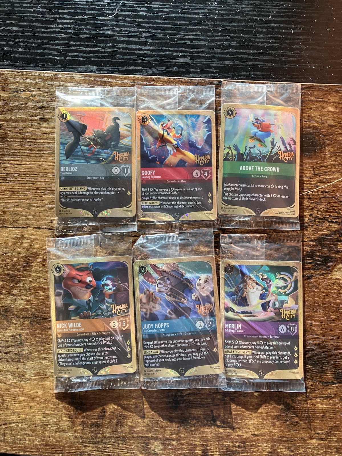 Disney Lorcana Hyperia City Complete Prerelease Promo Set Of 6