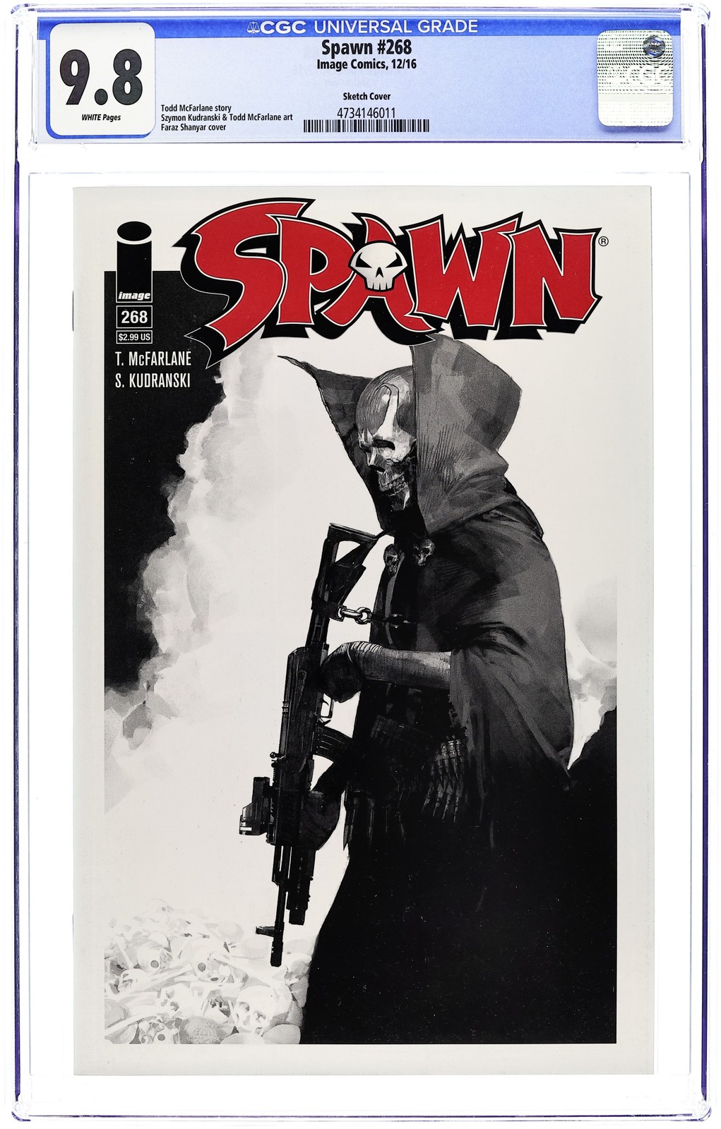 Spawn #268B Shanyar B&W Variant CGC 9.8 2016 4734146011