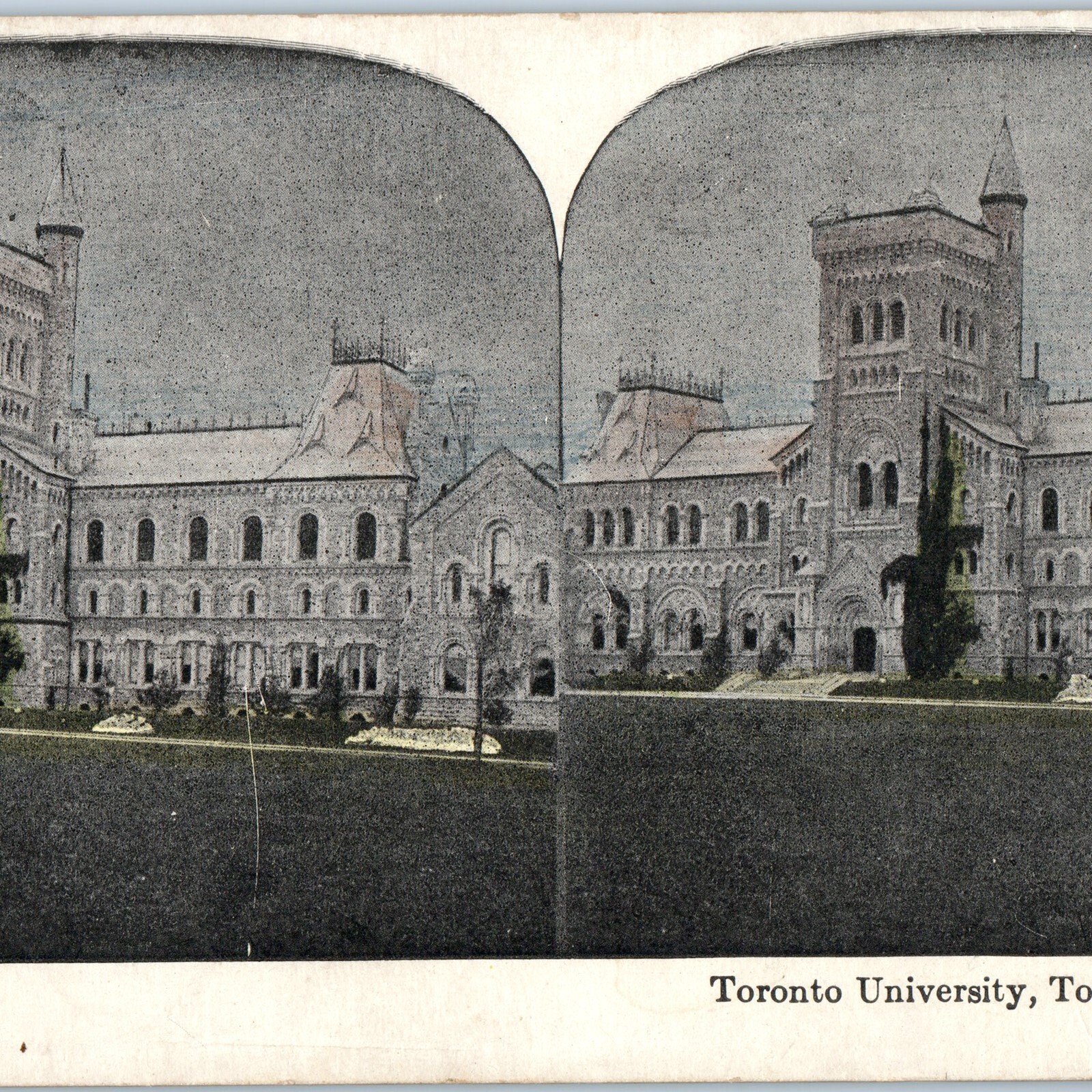 c1900s Toronto, Canada University School Stereoview Litho Photo Building CAN V35