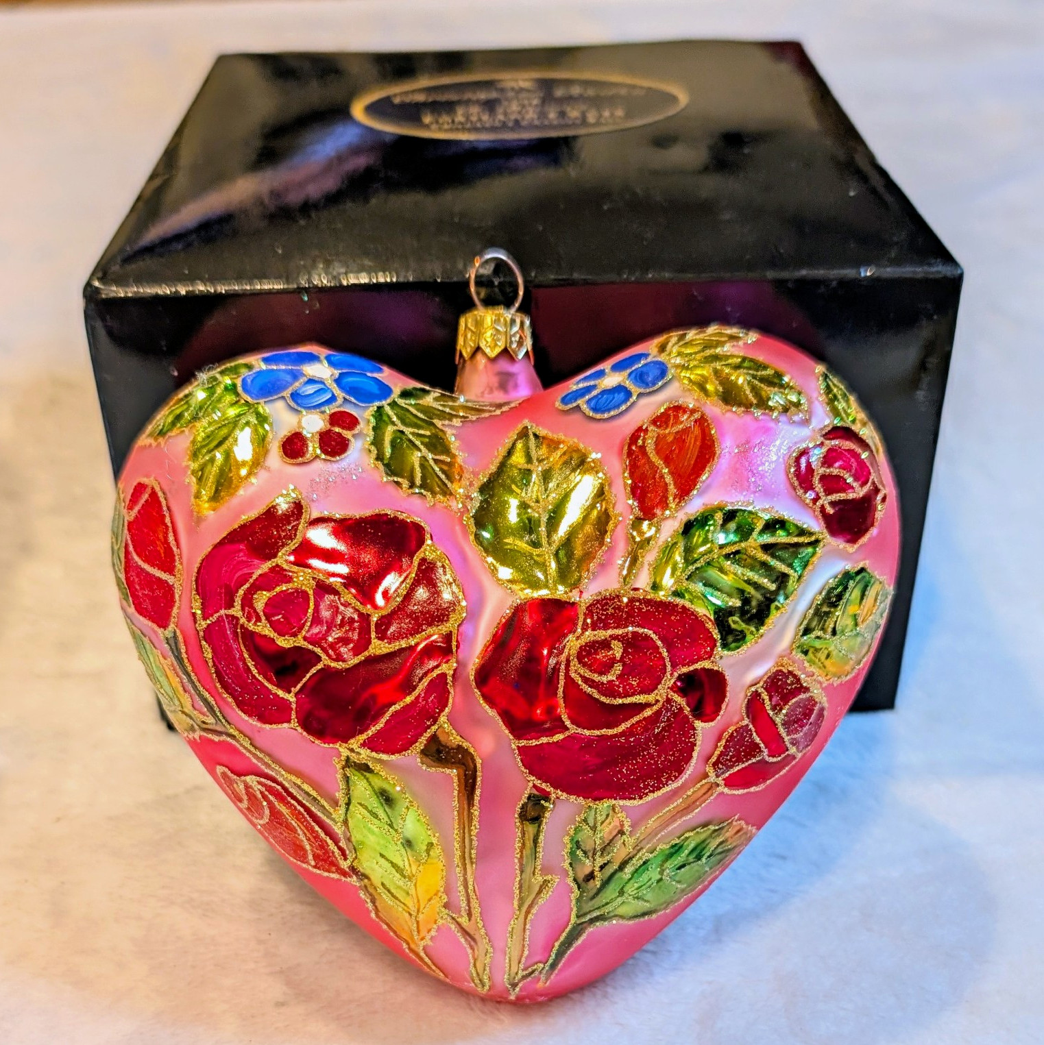 Rare Vintage Christopher Radko 1998 Portland Rose Heart Ornament w/ Box Pink Rare Vintage Christopher Radko 1998 Portland Rose Heart Ornament w/ Box Pink