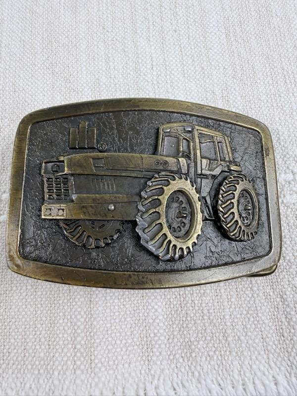 Vintage International Harvester IH Tractor Belt Buckle Brass Tone Farm