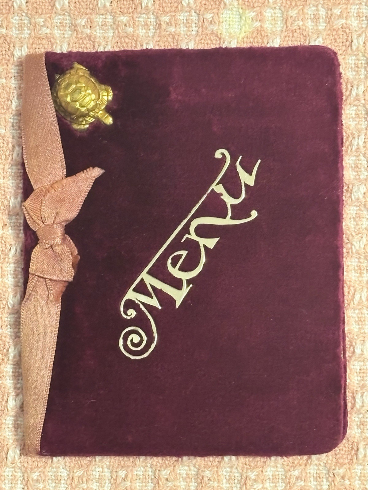 Rare 1886 President Cleveland Albany Bicentennial Velvet Menu Executive Mansion