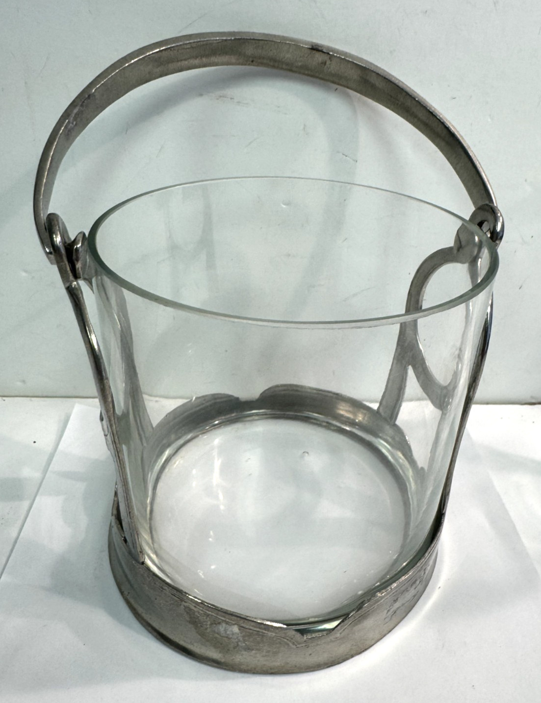 Arte Italica Taverna Crystal Ice Bucket w/Handle Stamped ETAIN 95%