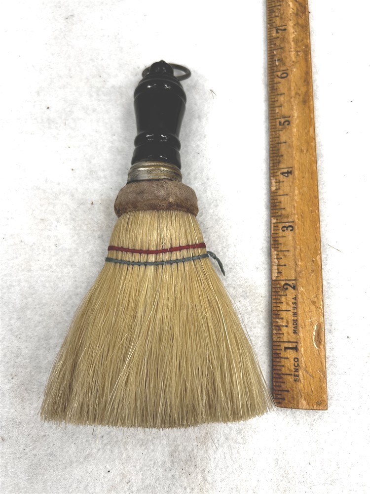antique wisk broom horse hair small 6 in turned handle marked 1881 original 