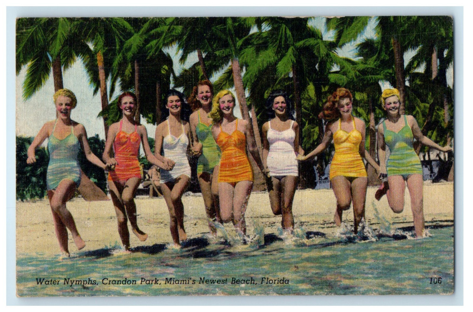 c1950\'s Girls, Water Nymphs, Crandon Park, Miami\'s Newest Beach FL Postcard c1950\'s Girls, Water Nymphs, Crandon Park, Miami\'s Newest Beach FL Postcard
