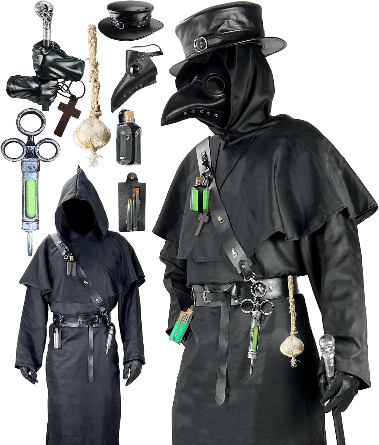 Plague Doctor Costume Set Halloween Props Renaissance Medieval Monk Priest Cospl Plague Doctor Costume Set Halloween Props Renaissance Medieval Monk Priest Cospl