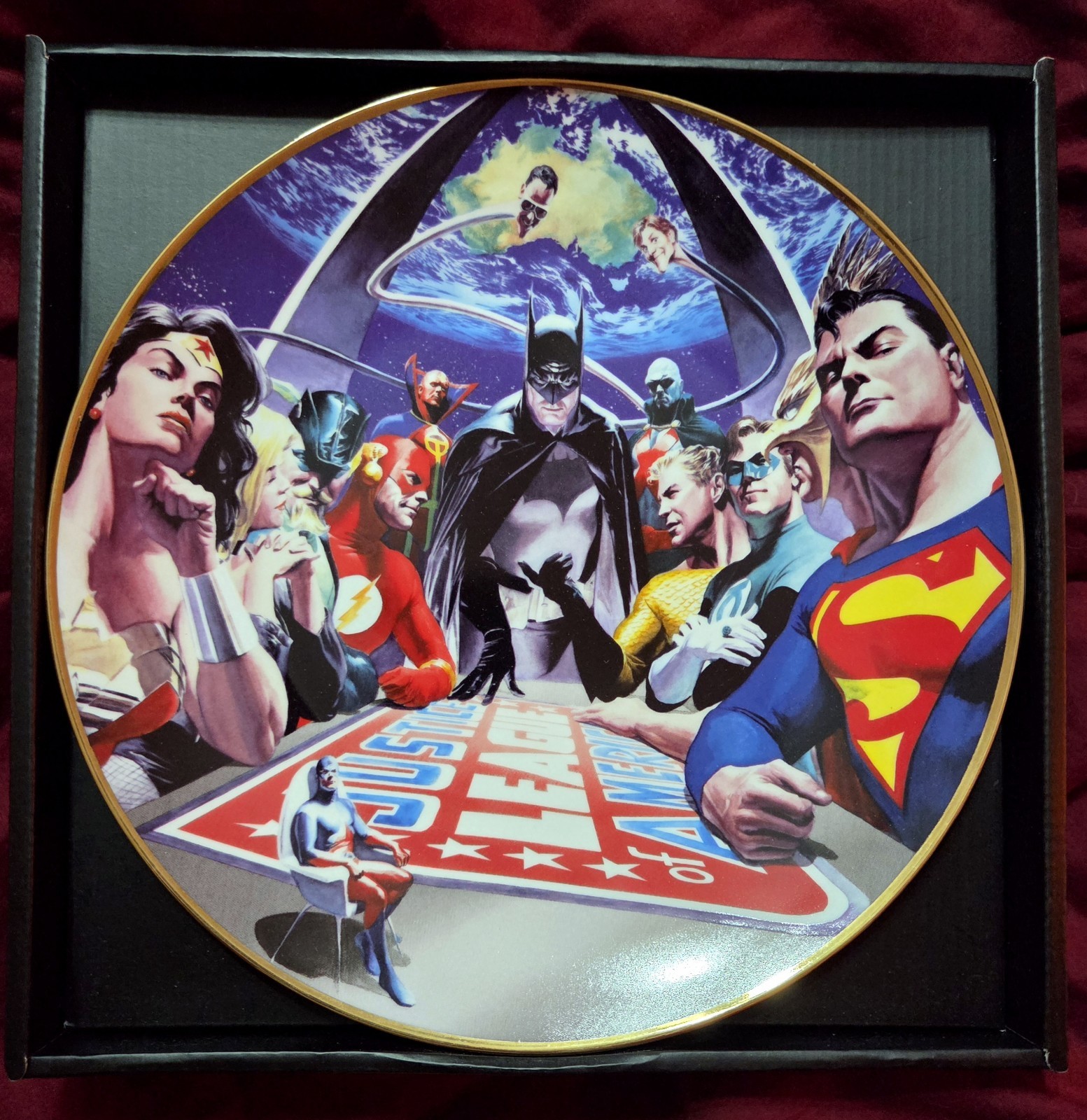 JLA Justice League 24k Gold Alex Ross Collector's Plate DC Direct Gallery 2004