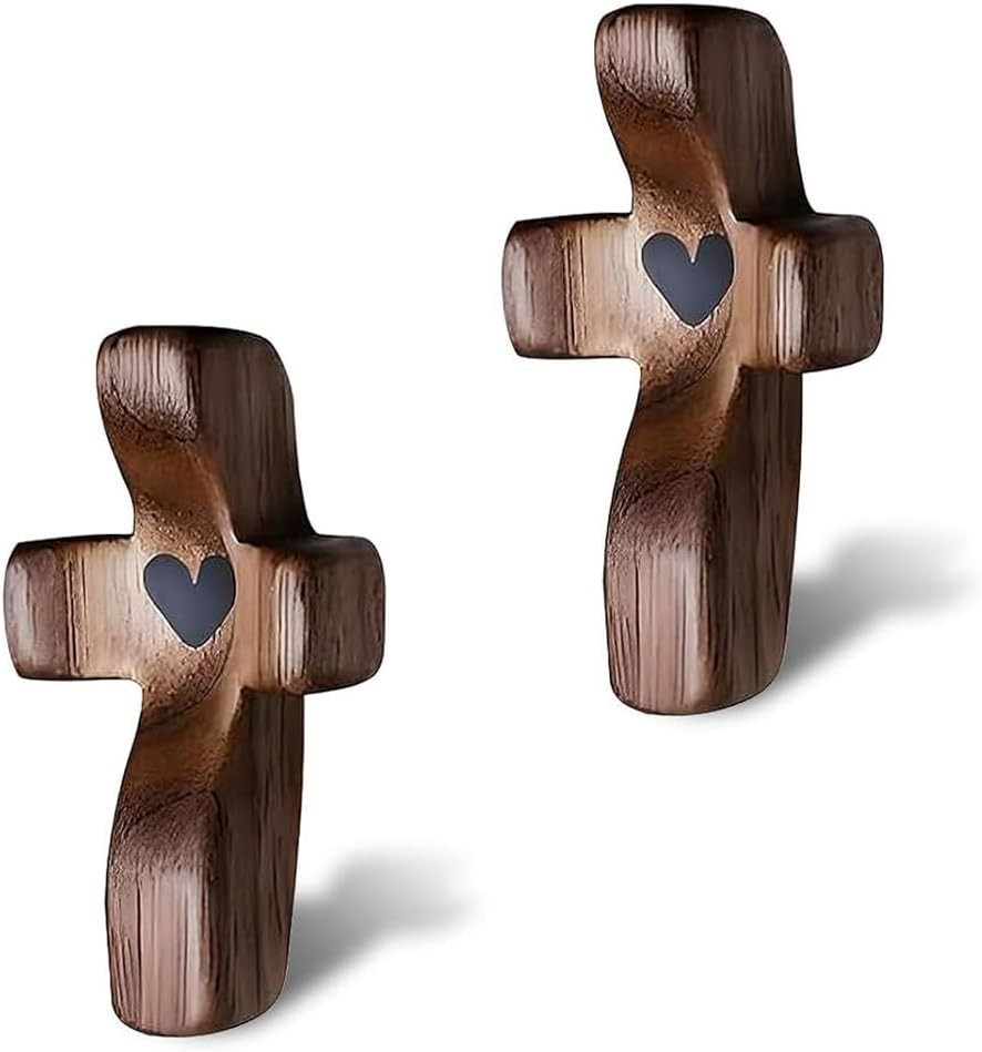 Vrouwengeld 2Pcs Wooden Pocket Cross My Heart, Stress Relief Cross Fidget, Wo... Vrouwengeld 2Pcs Wooden Pocket Cross My Heart, Stress Relief Cross Fidget, Wo...