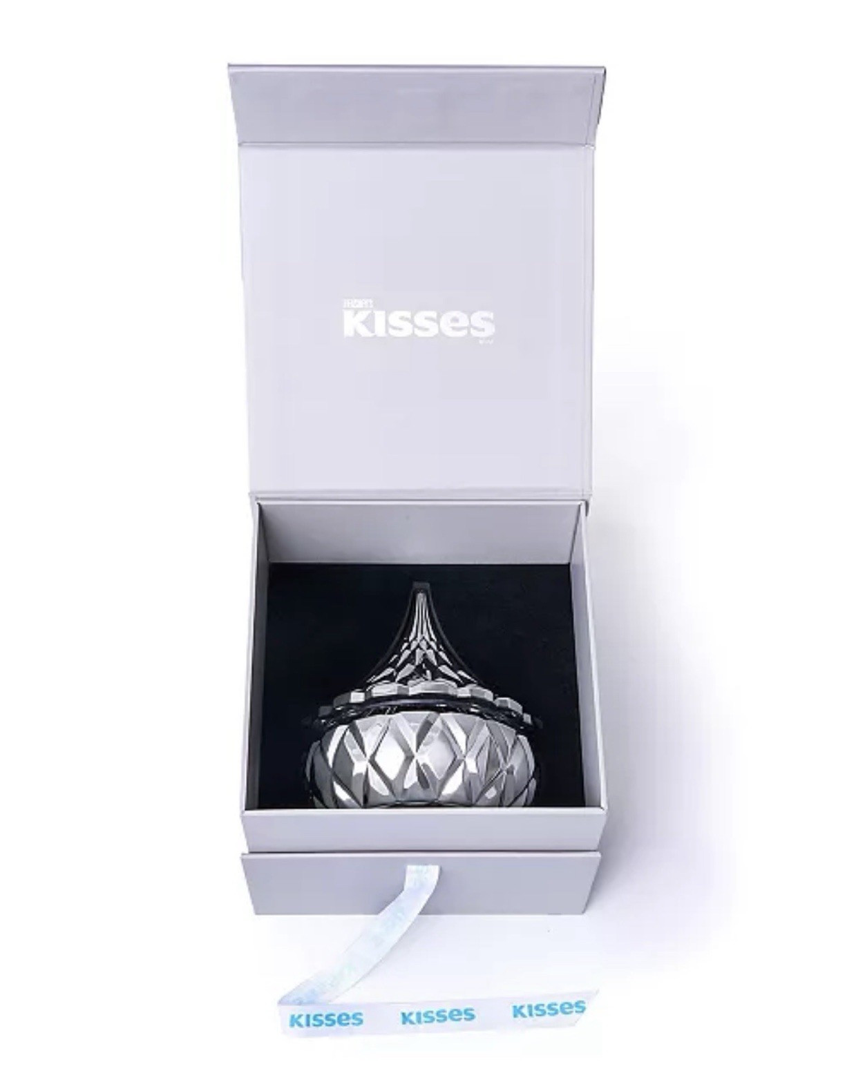 Hershey's Kisses Silver Tone Candy Dish. Covered Box in KISSES Gift Box. NWT.