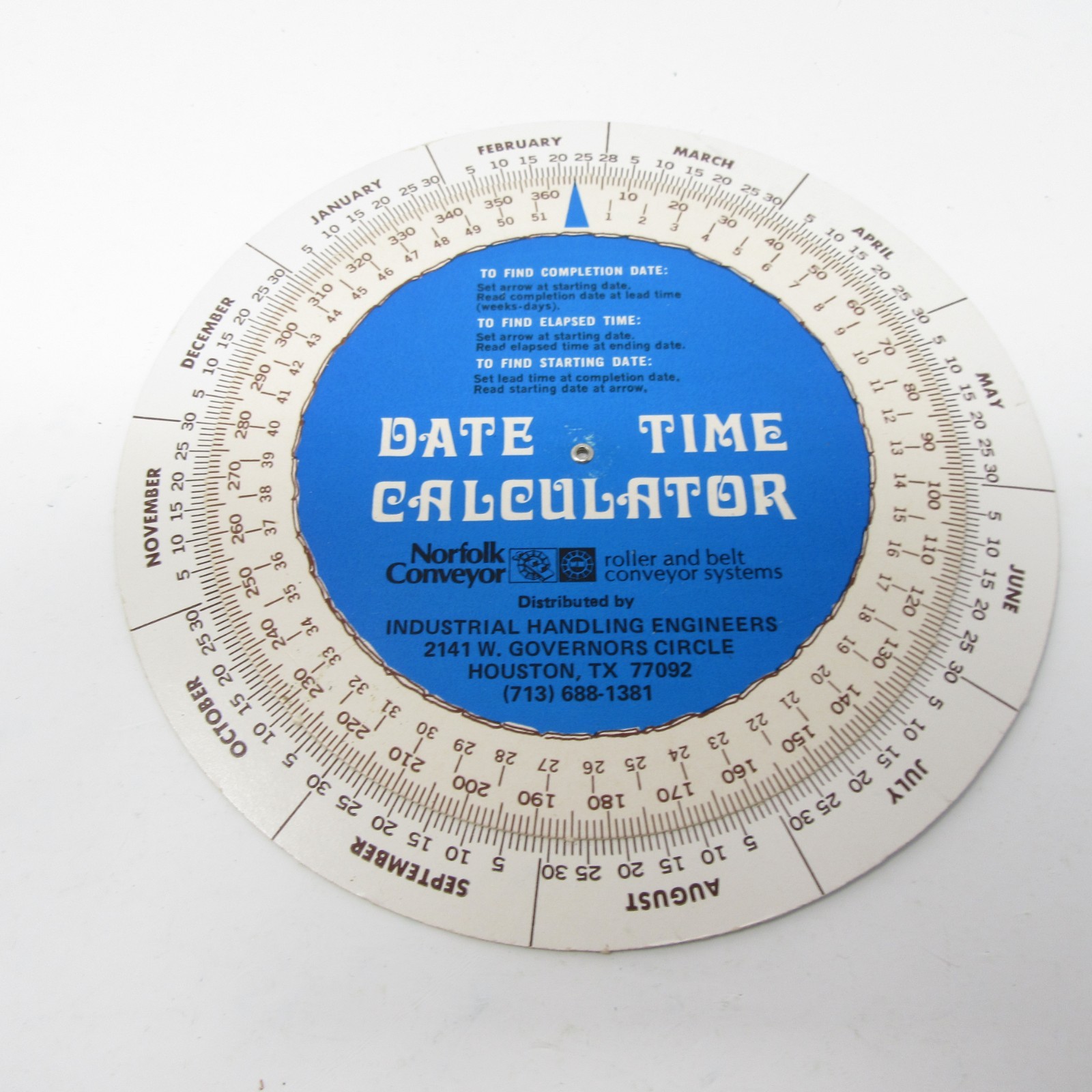Norfolk Conveyor Date Time Calculator Wheel Advertising Industrial Engineers Norfolk Conveyor Date Time Calculator Wheel Advertising Industrial Engineers