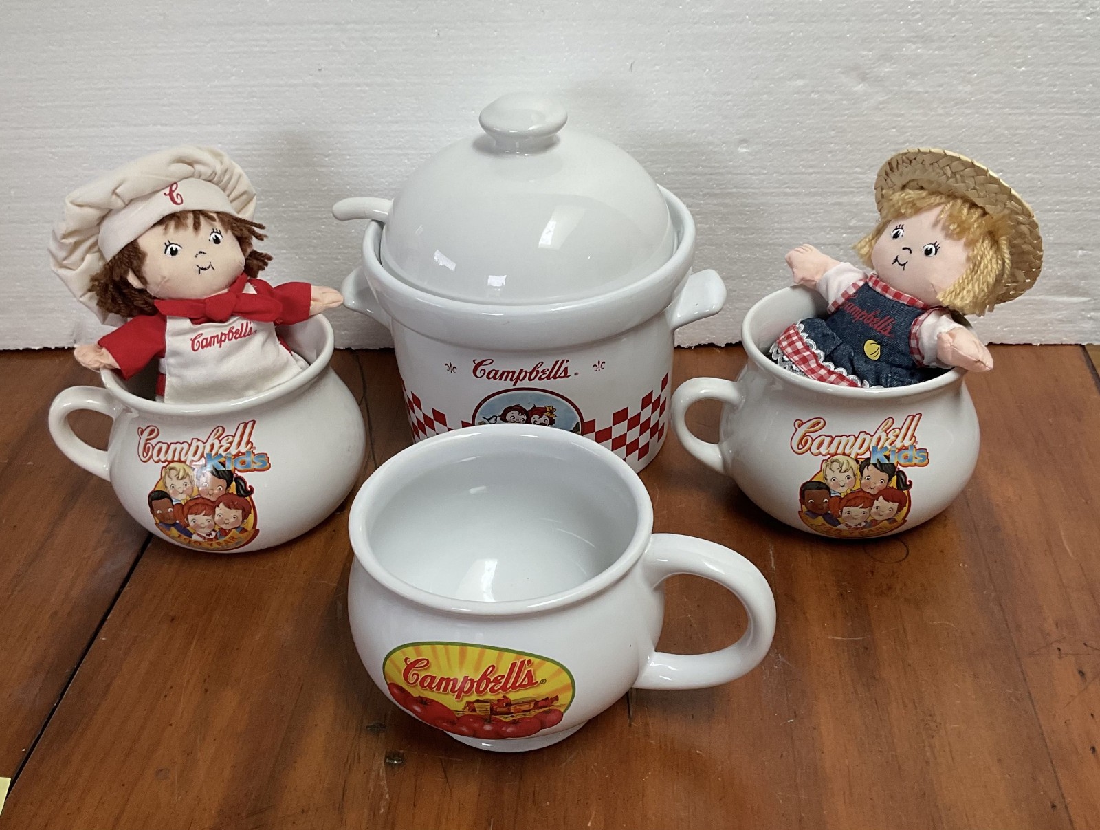 Vintage Campbell\'s Soup Kids Tureen Mugs Figurines Set 2000s Advertising Vintage Campbell\'s Soup Kids Tureen Mugs Figurines Set 2000s Advertising