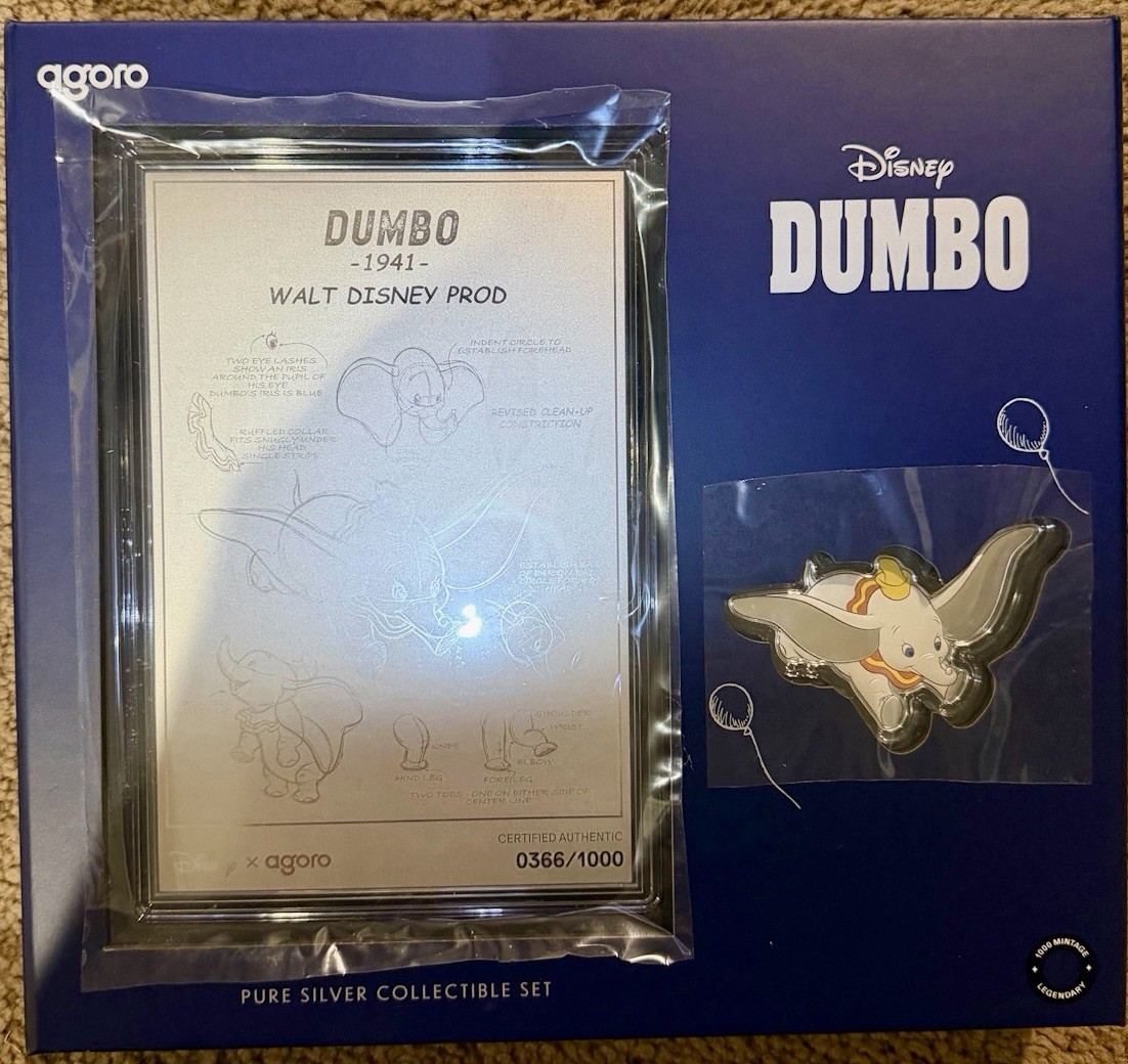 2026 Agoro Disney Dumbo Silver Set 3/4 oz & 5g .999 Pure Silver Limited 1,000 2026 Agoro Disney Dumbo Silver Set 3/4 oz & 5g .999 Pure Silver Limited 1,000