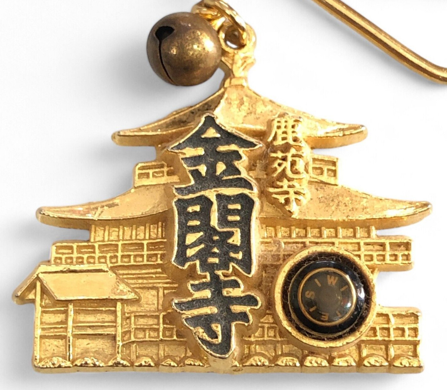 Japanese Gold Kinkakuji Castle Temple Keychain Compass Travel Memorabilia JP K5