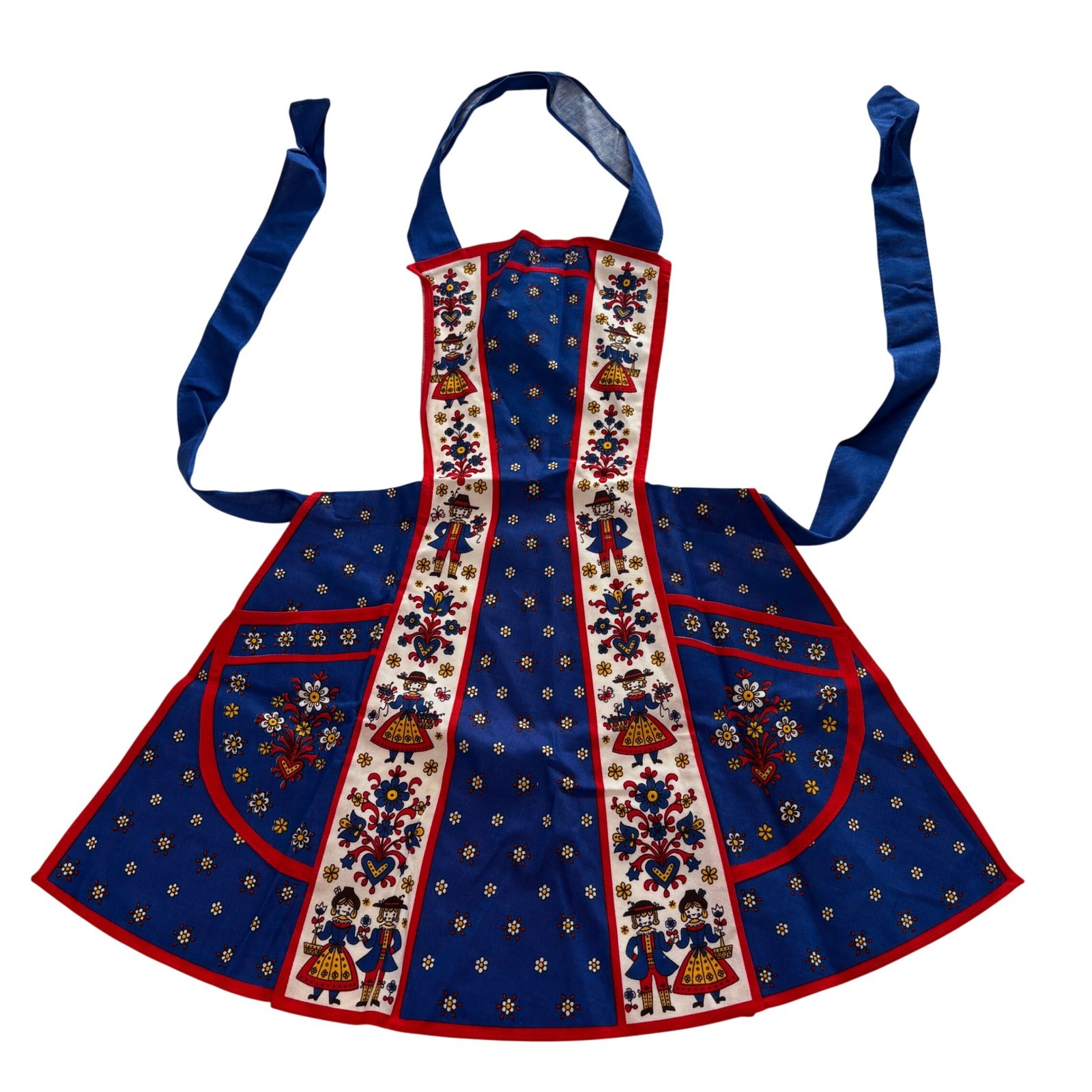 Vintage 70s Kolf Austria Folk Art Full Bib Apron Cotton Tyrolean Alpine Blue Vintage 70s Kolf Austria Folk Art Full Bib Apron Cotton Tyrolean Alpine Blue