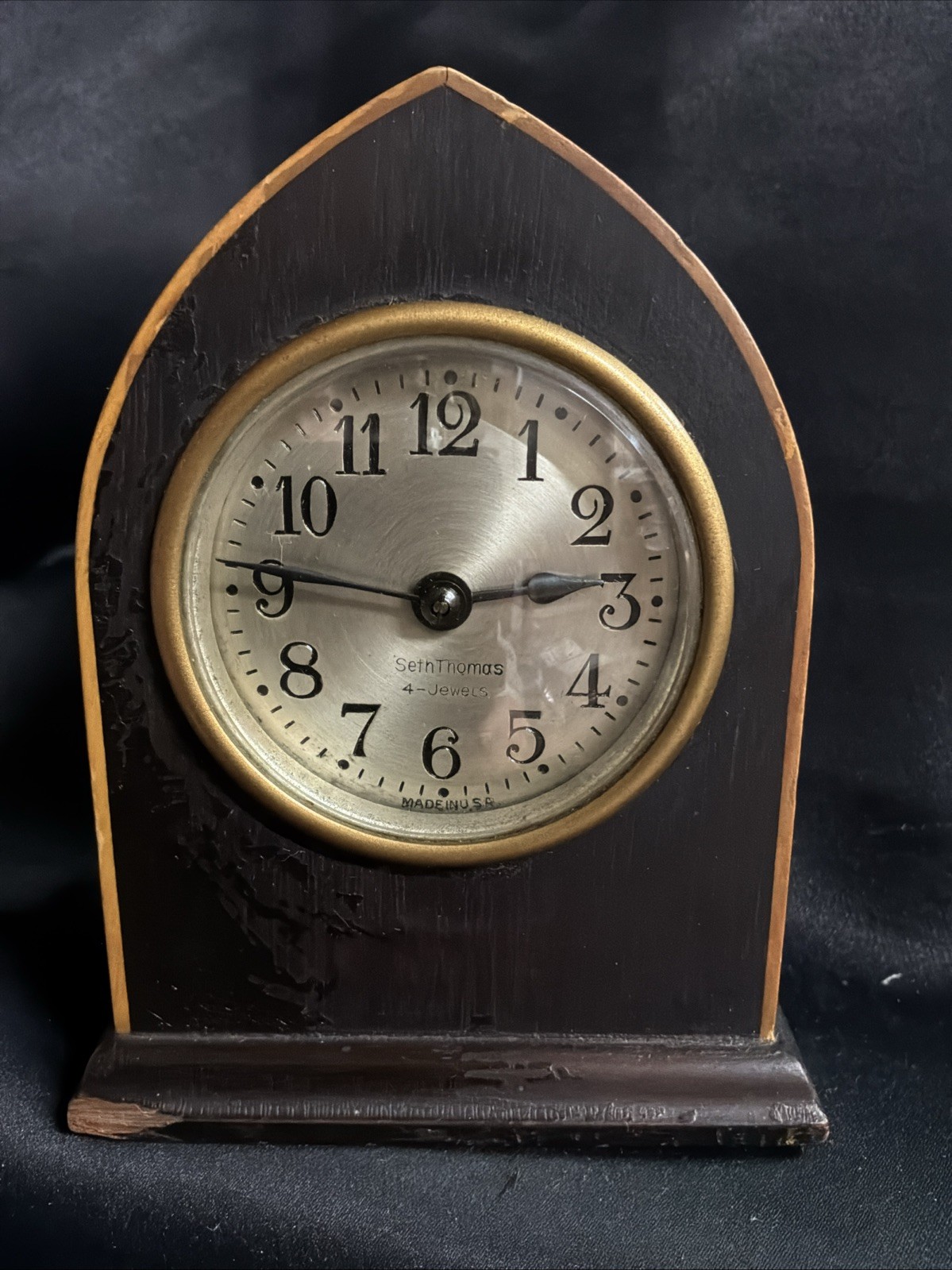 Vintage Seth Thomas 4-Jewel Small Cathedral Mantle Clock-Winds No Tick-Tock