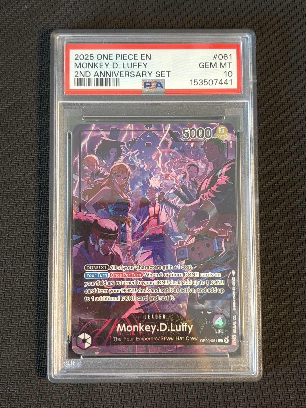 Monkey D Luffy Leader 2nd Anniversary Set OP09-061 - PSA 10 - One Piece