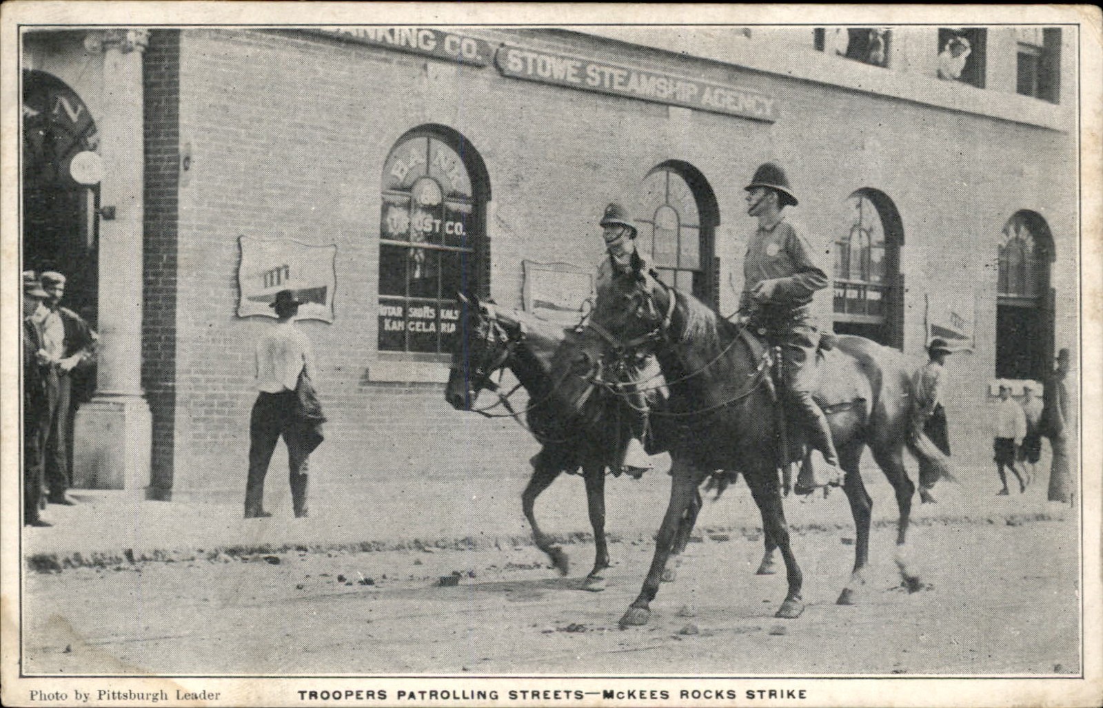 McKees Rocks PA Troopers Patrolling Labor Union Strike c1910 Postcard bhn