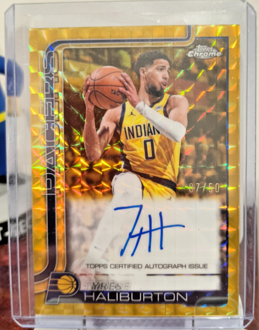 2025-26 Topps Chrome Update Tyrese Haliburton Gold Geometric Auto 07/50